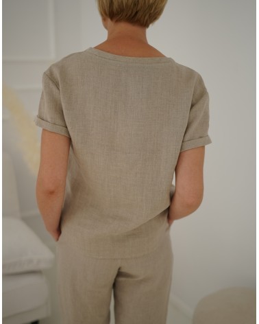 LNIANA BLUZKA JAGODA KOLOR NATURAL 100% LEN