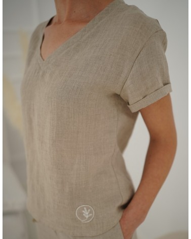 LNIANA BLUZKA JAGODA KOLOR NATURAL 100% LEN