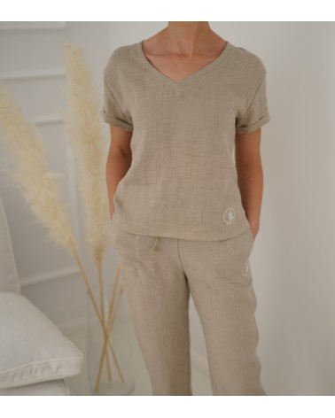 LNIANA BLUZKA JAGODA KOLOR NATURAL 100% LEN